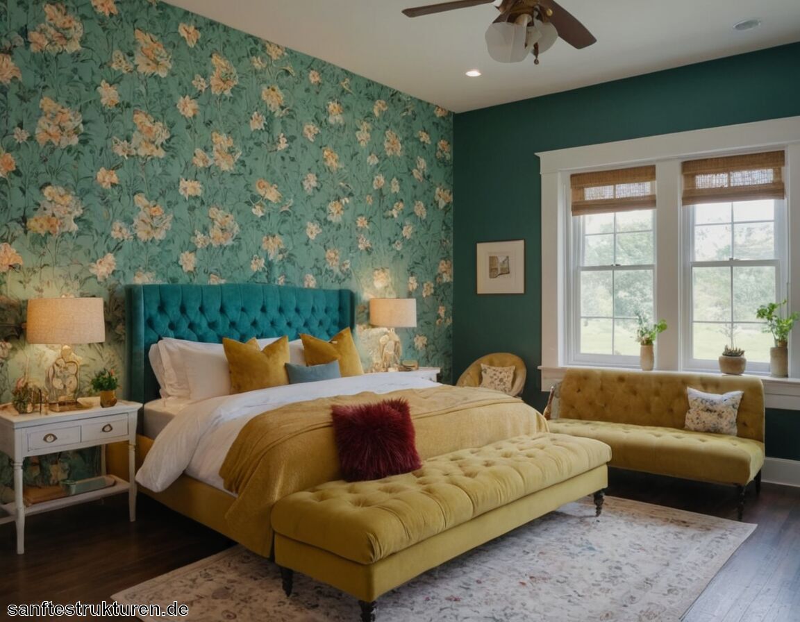 Akzentwände mit Tapeten oder Farben setzen - Landhausstil modern interpretieren
